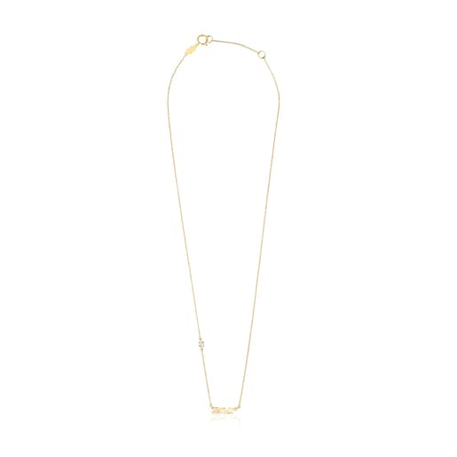 Gold Crossword Love Necklace with diamonds | TOUS