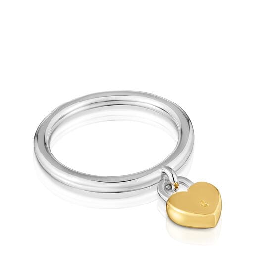 Two-tone heart padlock motif Ring TOUS Unlock