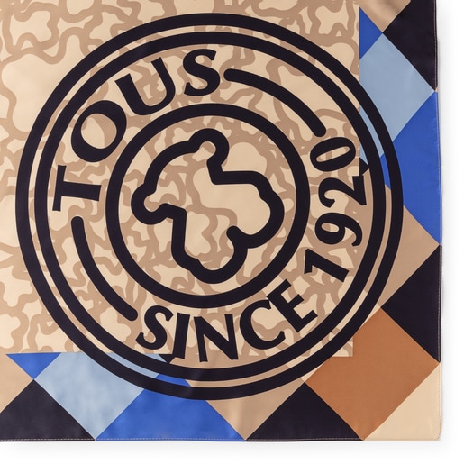 Foulard Kaos Mini Stamp beige et bleu