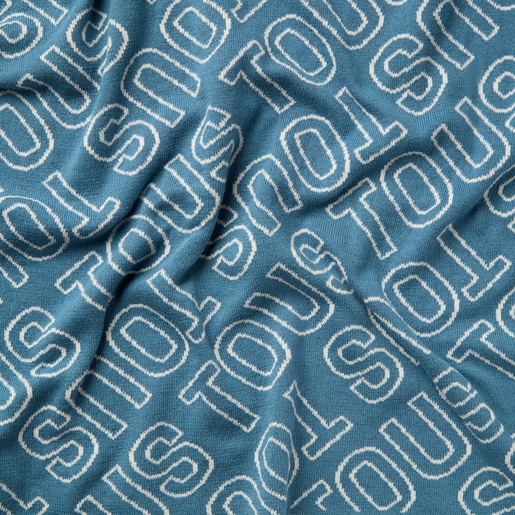 Reversible baby blanket in Nilo TOUS logo blue