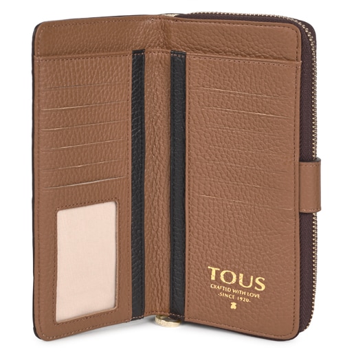 Medium brown multi Tous Script leather wallet