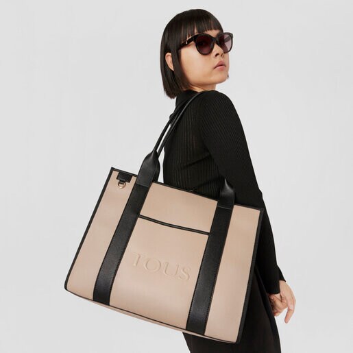 תיק קניות TOUS La Rue Amaya בגודל גדול בצבע אפור-חום