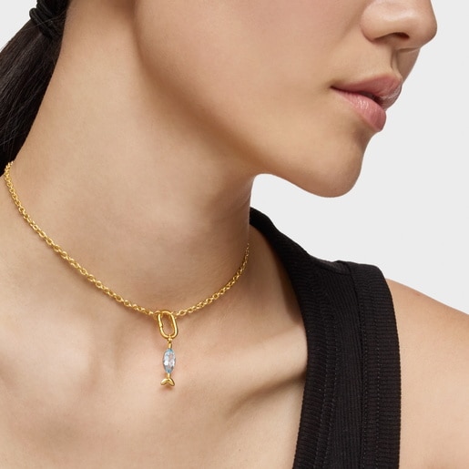 14kt gold Pendant with topaz Medallions