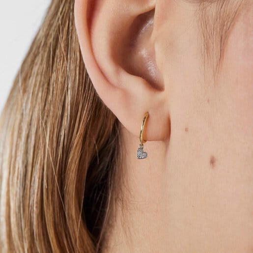 Gold TOUS Basics Hoop earring with heart motif