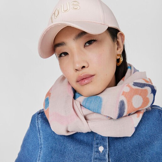 ピンクのジャカードショール TOUS Tilsa