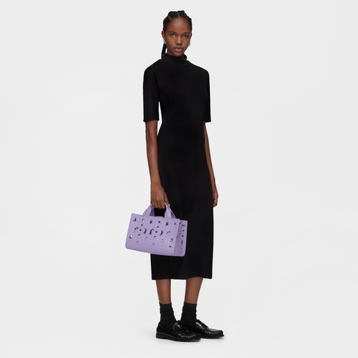Medium dark-lilac-colored Amaya Shopping bag TOUS MANIFESTO CUT
