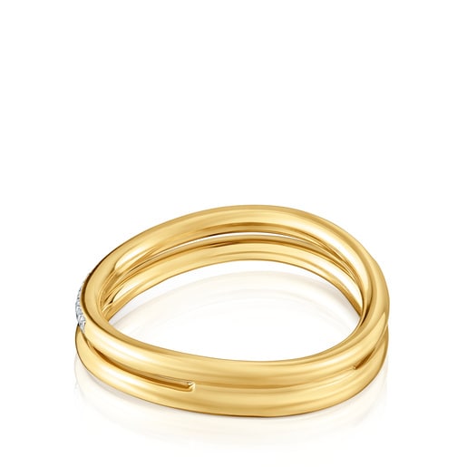 Doppelter Ring New Hav aus Gold mit Diamanten