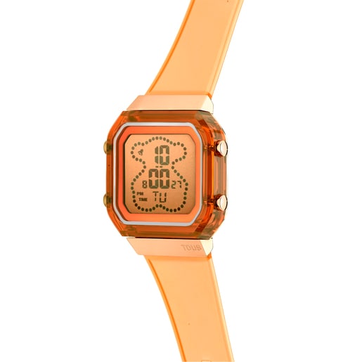 שעון דיגיטלי D-BEAR Fresh עם פוליקרבונט בצבע ורוד סלמון ופלדת IPRG ורודה