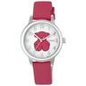 Reloj New Muffin de acero con correa de piel fucsia