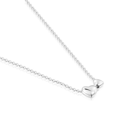 Short silver Necklace with heart motifs Garden of Love