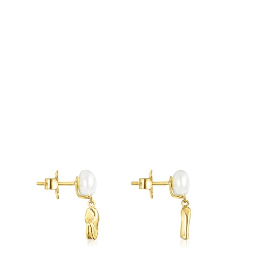 Aretes Oceaan concha-anemona de oro y perlas