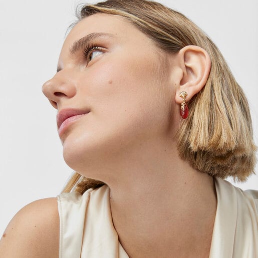 Серьги TOUS Oceaan Color из вермеля с сердоликом и халцедоном