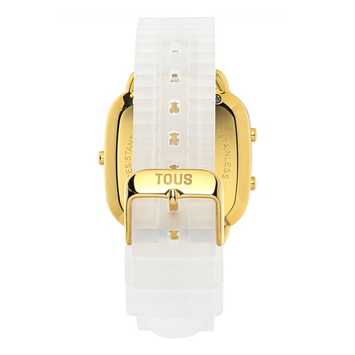 White polycarbonate Digital watch with silicone strap D-Logo Fresh