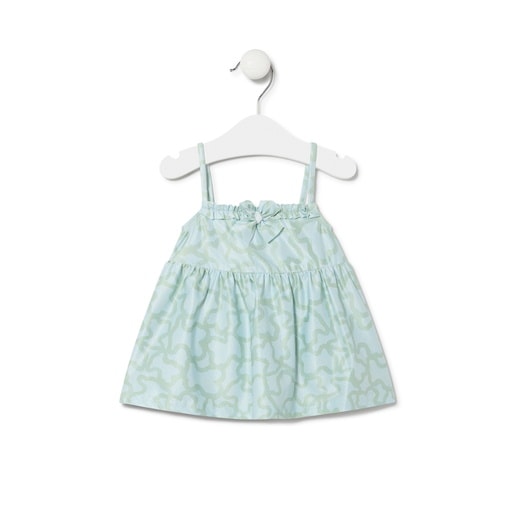 Girls sleeveless shoulder strap dress in Kaos green