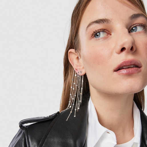 Earcuff cadenas de plata y espinelas Magic Nature