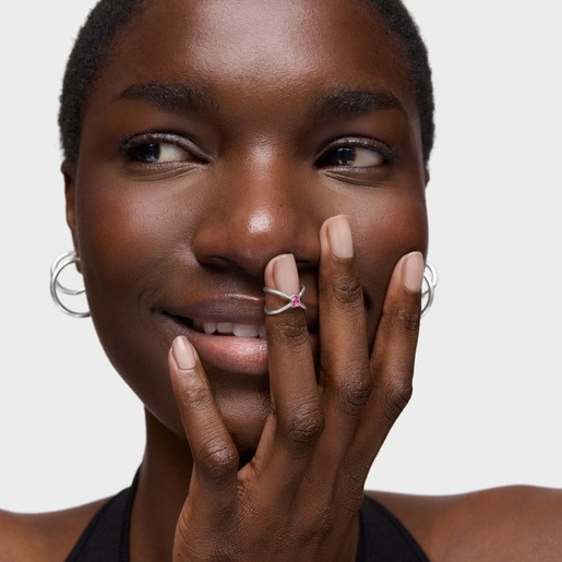 טבעת Claws‏ Icon Color LGG מכסף בשילוב אבן אודם מעבדה