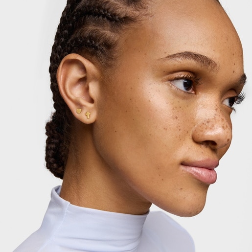 Aretes cruz con baño de oro 18 kt sobre plata TOUS Motivos