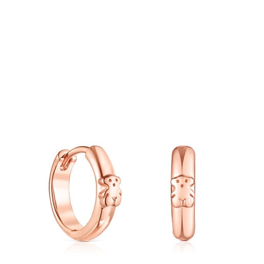 Rose silver vermeil TOUS Basics Hoop earrings with bear | TOUS