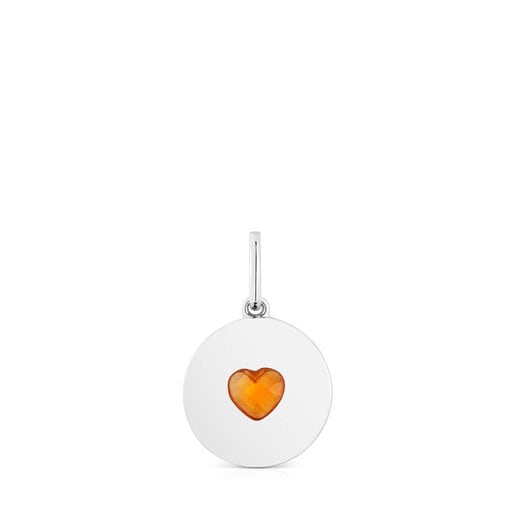 Silver Medallion pendant with carnelian heart Aelita | TOUS