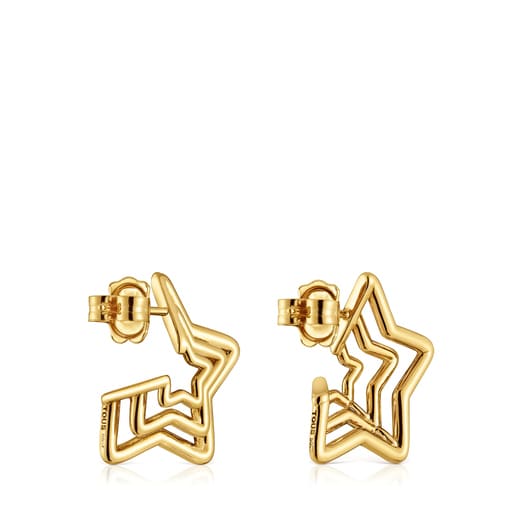Small Bickie triple star Earrings with 18 kt gold plating over silver
