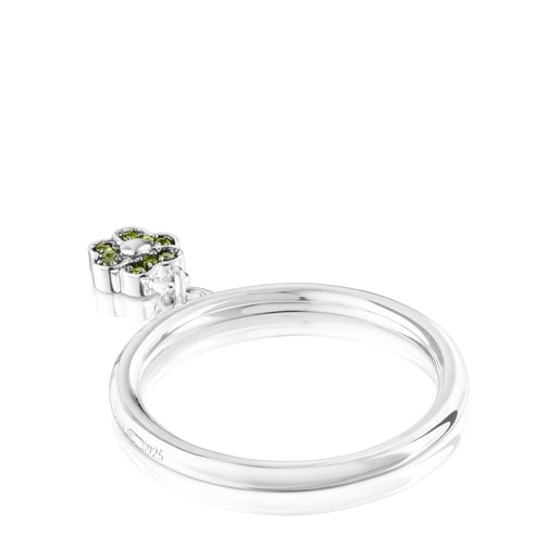 Silver TOUS New Motif Ring with chrome diopside flower