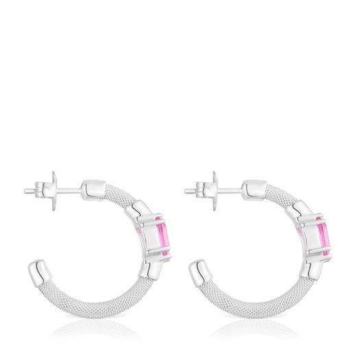 Aros aro de plata y zafiro creado en laboratorio TOUS Mesh LGG