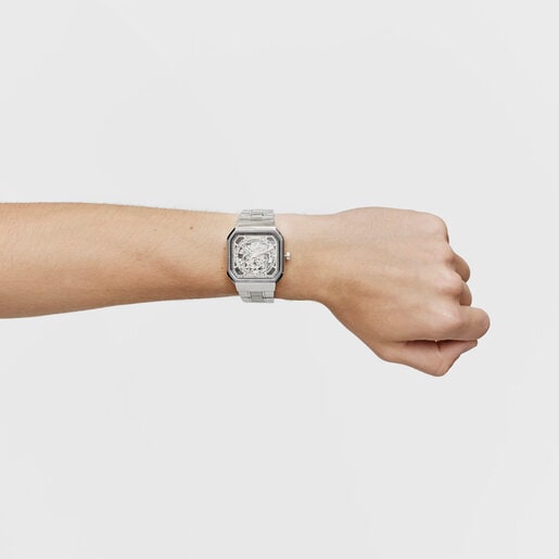 D-Bear Analogue watch with steel strap