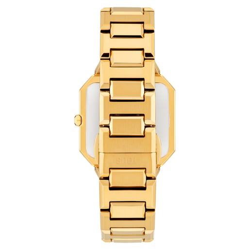 Reloj analógico con brazalete de acero dorado y esfera de nácar rosa Karat