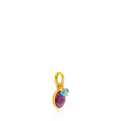 Pendentif Tiny en Argent Vermeil avec Rubis glass filled et Apatite