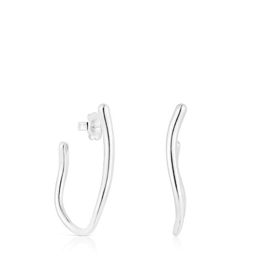 Silver Hav wave-shaped Hoop earrings | TOUS