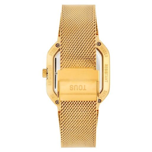 Analog watch with gold-colored steel bracelet D-Bear Party