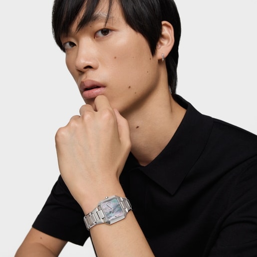 Analog watch with steel bracelet and mother-of-pearl face Karat