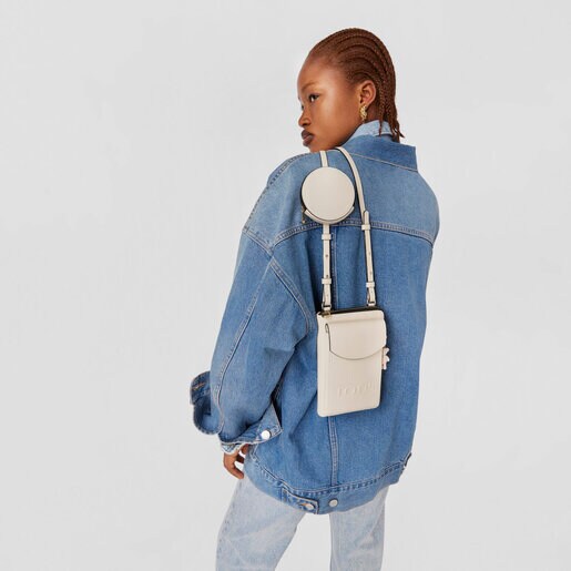 Pochette de téléphone portable à bandoulière avec portefeuille TOUS La Rue beige