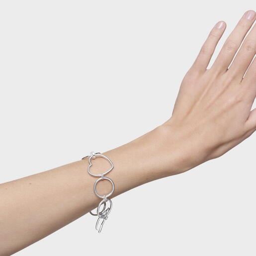 Pulsera cadena de plata y motivos Straight