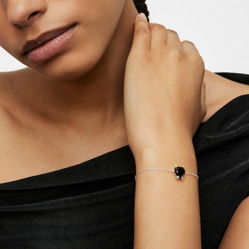 Pulsera corazón de plata y ónix Color Pills