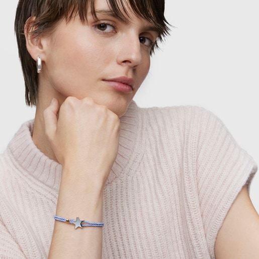 Blue elastic Bracelet with silver star Sweet Dolls