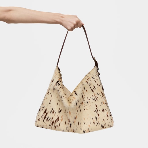 Saca de piel marrón wild TOUS Fold