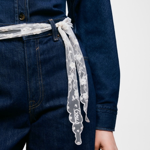 Pañuelo bordado beige TOUS Daisy