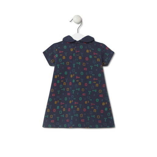 Dress with multicoloured letters in Casual navy blue