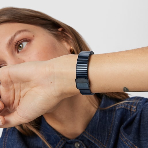 Montre Heritage Brick en acier IP bleu/rosé