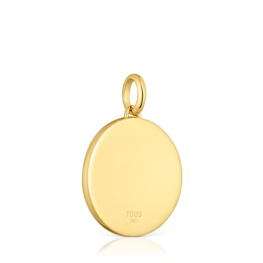 Smile Pendant with 18kt gold plating over silver, mother-of-pearl and 22 mm gemstones Medallions