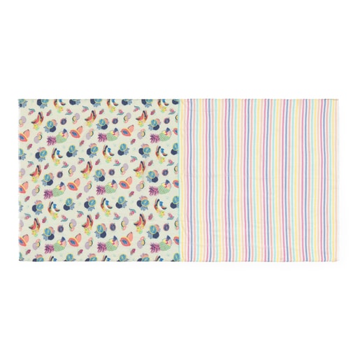 Multi-colored Pompom Bear Jacquard Foulard