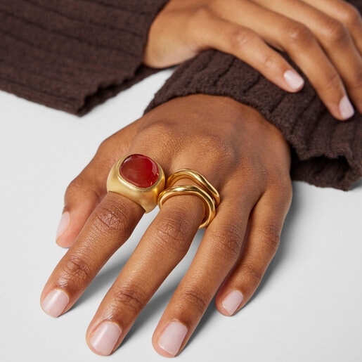 Silver vermeil Nattfall Ring with carnelian | TOUS