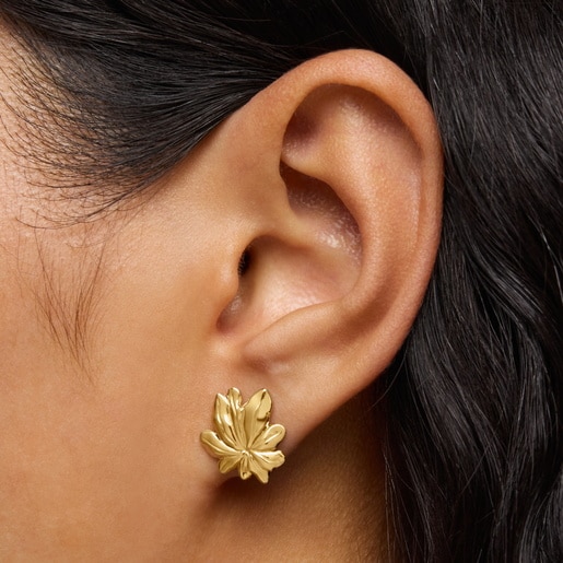 18kt gold plating over silver Earrings with motif Yagrumo