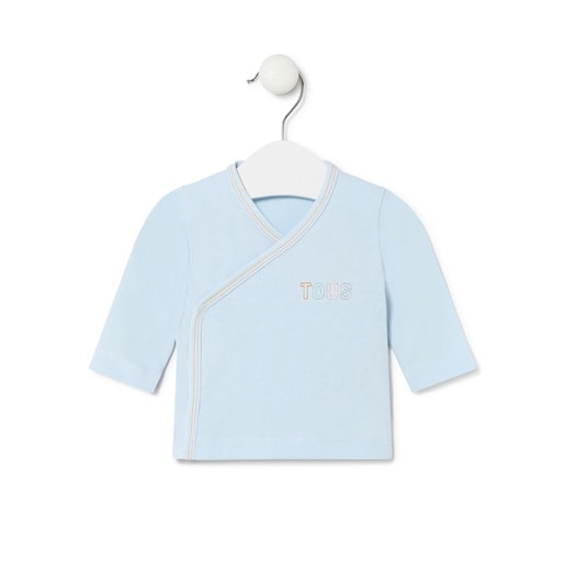 Tous - Wrap-Over Baby T-Shirt In Plain Sky Blue - Textil