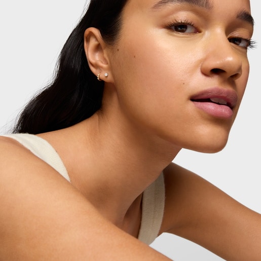 gold Strip hoop earring with diamonds Les Classiques