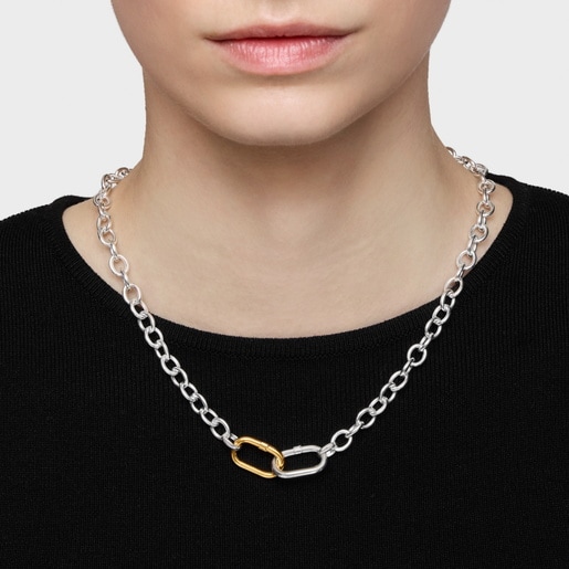 Collar cadena de plata y anilla Hold Oval