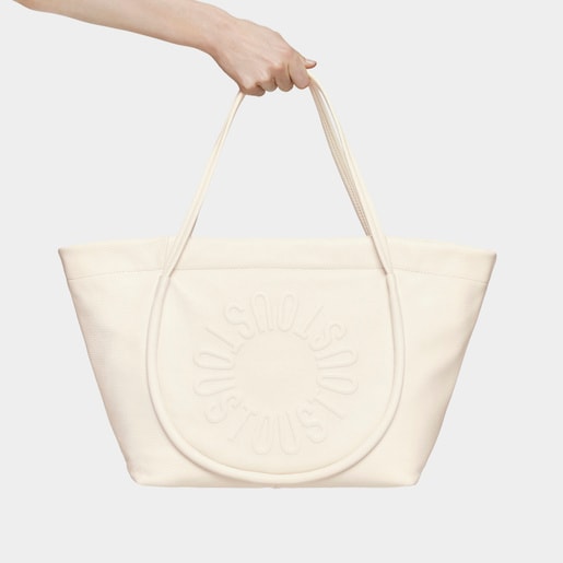Large beige leather Tote bag TOUS Miranda
