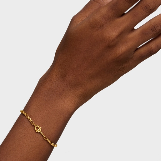 Pulsera cadena cuadrada con baño de oro 18 kt sobre plata TOUS MANIFESTO