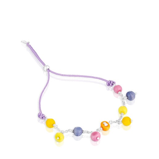 Silver, Murano glass and lilac-colored nylon Bracelet Icon Glass